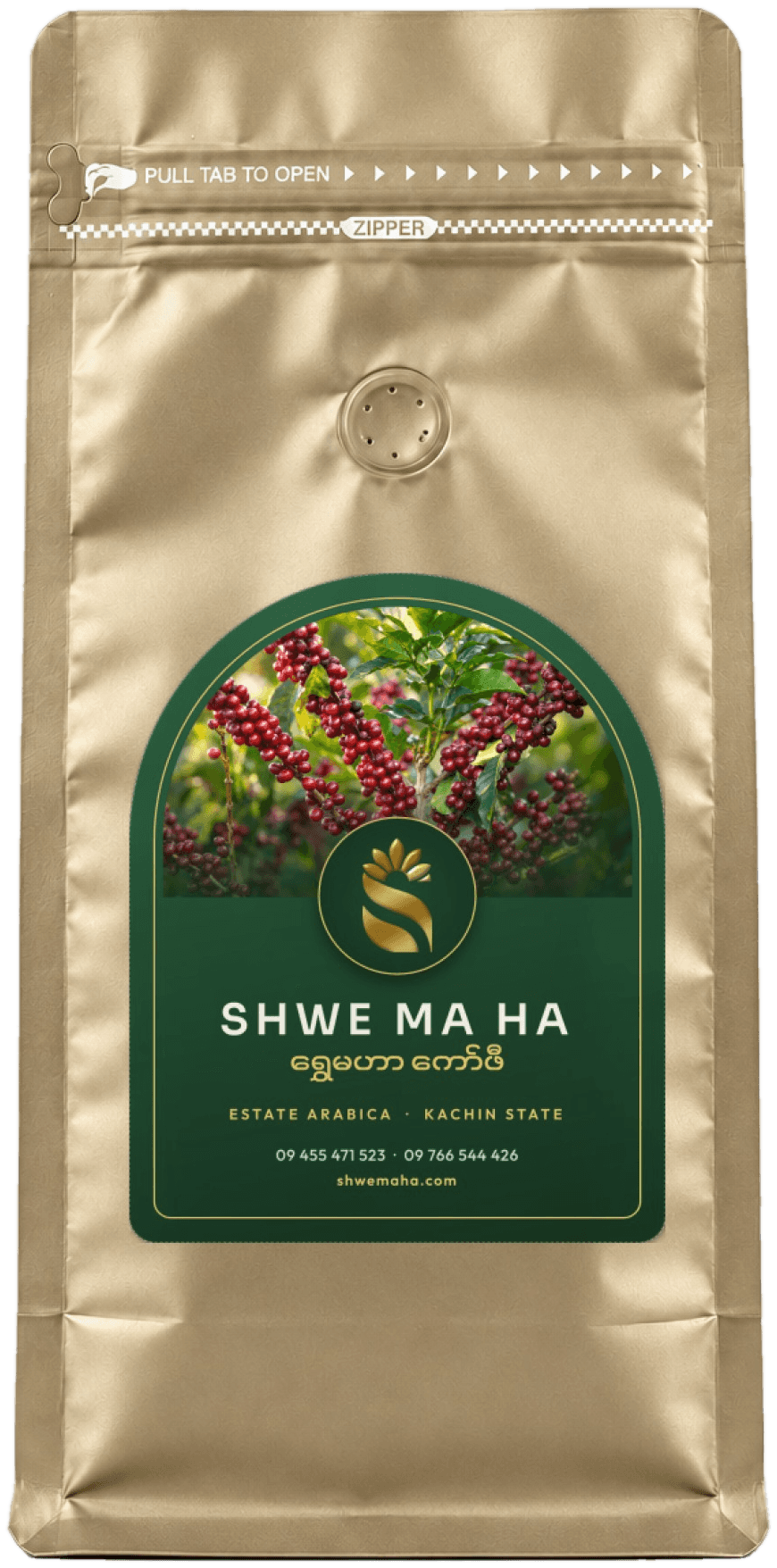 ရွှေမဟာ ကော်ဖီ 500 g ထုပ်